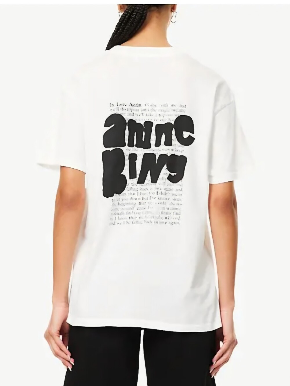 ANINE BING Walker Spray-Paint Cotton T-Shirt Sz S $180 Sample White Crew Tee